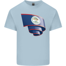 Curled Belize Flag Belizean Day Football Mens Cotton T-Shirt Tee Top Light Blue