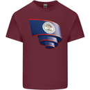 Curled Belize Flag Belizean Day Football Mens Cotton T-Shirt Tee Top Maroon
