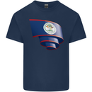 Curled Belize Flag Belizean Day Football Mens Cotton T-Shirt Tee Top Navy Blue