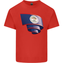 Curled Belize Flag Belizean Day Football Mens Cotton T-Shirt Tee Top Red