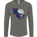 Curled Belize Flag Belizean Day Football Mens Long Sleeve T-Shirt Charcoal