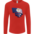 Curled Belize Flag Belizean Day Football Mens Long Sleeve T-Shirt Red
