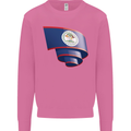 Curled Belize Flag Belizean Day Football Mens Sweatshirt Jumper Azalea