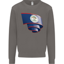 Curled Belize Flag Belizean Day Football Mens Sweatshirt Jumper Charcoal