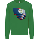 Curled Belize Flag Belizean Day Football Mens Sweatshirt Jumper Irish Green