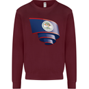 Curled Belize Flag Belizean Day Football Mens Sweatshirt Jumper Maroon