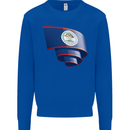 Curled Belize Flag Belizean Day Football Mens Sweatshirt Jumper Royal Blue