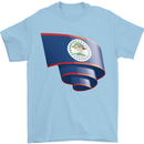 Curled Belize Flag Belizean Day Football Mens T-Shirt 100% Cotton Light Blue