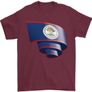 Curled Belize Flag Belizean Day Football Mens T-Shirt 100% Cotton Maroon