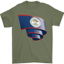 Curled Belize Flag Belizean Day Football Mens T-Shirt 100% Cotton Military Green