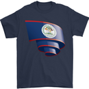Curled Belize Flag Belizean Day Football Mens T-Shirt 100% Cotton Navy Blue