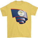 Curled Belize Flag Belizean Day Football Mens T-Shirt 100% Cotton Yellow