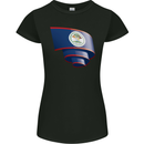 Curled Belize Flag Belizean Day Football Womens Petite Cut T-Shirt Black