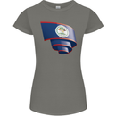 Curled Belize Flag Belizean Day Football Womens Petite Cut T-Shirt Charcoal