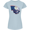 Curled Belize Flag Belizean Day Football Womens Petite Cut T-Shirt Light Blue
