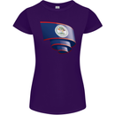 Curled Belize Flag Belizean Day Football Womens Petite Cut T-Shirt Purple