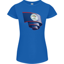 Curled Belize Flag Belizean Day Football Womens Petite Cut T-Shirt Royal Blue