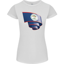 Curled Belize Flag Belizean Day Football Womens Petite Cut T-Shirt White