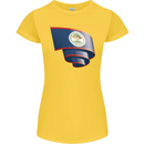 Curled Belize Flag Belizean Day Football Womens Petite Cut T-Shirt Yellow