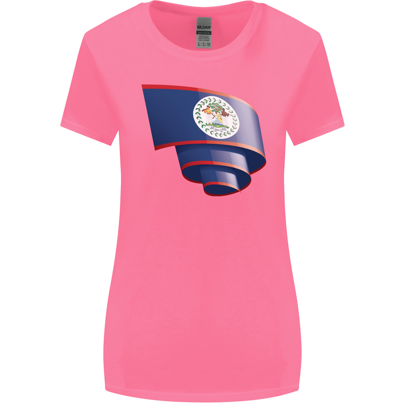 Curled Belize Flag Belizean Day Football Womens Wider Cut T-Shirt Azalea