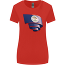 Curled Belize Flag Belizean Day Football Womens Wider Cut T-Shirt Red