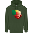 Curled Benin Flag Beninese Day Football Childrens Kids Hoodie Forest Green