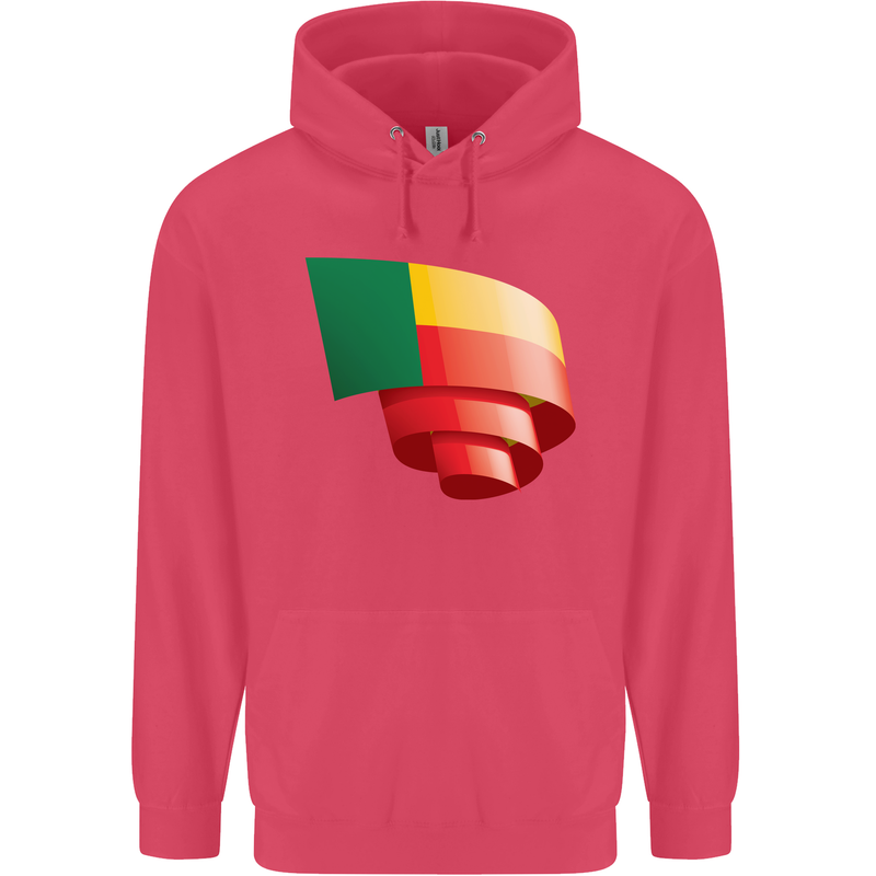 Curled Benin Flag Beninese Day Football Childrens Kids Hoodie Heliconia