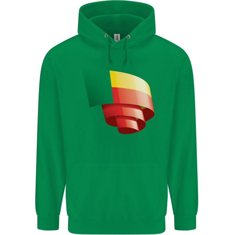 Curled Benin Flag Beninese Day Football Childrens Kids Hoodie Irish Green