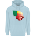 Curled Benin Flag Beninese Day Football Childrens Kids Hoodie Light Blue