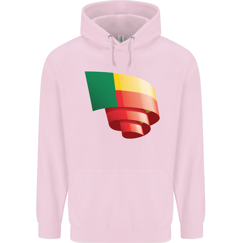 Curled Benin Flag Beninese Day Football Childrens Kids Hoodie Light Pink