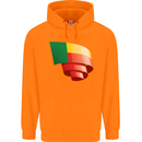 Curled Benin Flag Beninese Day Football Childrens Kids Hoodie Orange