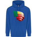Curled Benin Flag Beninese Day Football Childrens Kids Hoodie Royal Blue