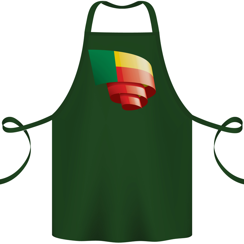 Curled Benin Flag Beninese Day Football Cotton Apron 100% Organic Forest Green