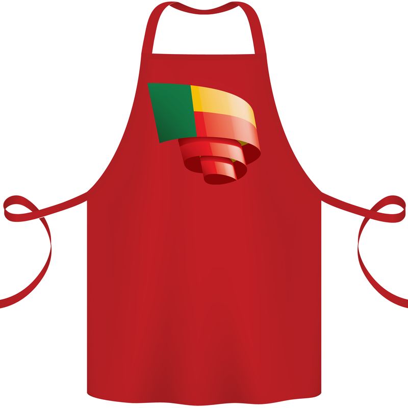 Curled Benin Flag Beninese Day Football Cotton Apron 100% Organic Red