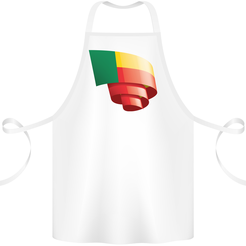 Curled Benin Flag Beninese Day Football Cotton Apron 100% Organic White