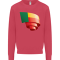 Curled Benin Flag Beninese Day Football Kids Sweatshirt Jumper Heliconia