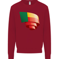 Curled Benin Flag Beninese Day Football Kids Sweatshirt Jumper Red