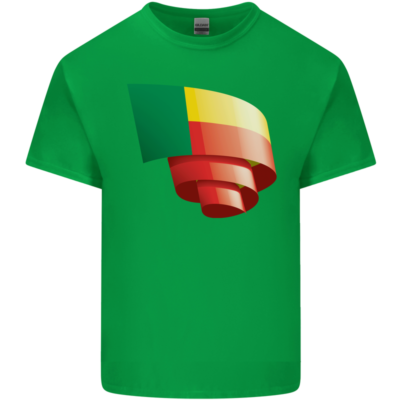 Curled Benin Flag Beninese Day Football Kids T-Shirt Childrens Irish Green