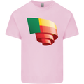 Curled Benin Flag Beninese Day Football Kids T-Shirt Childrens Light Pink