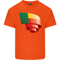 Curled Benin Flag Beninese Day Football Kids T-Shirt Childrens Orange