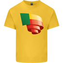 Curled Benin Flag Beninese Day Football Kids T-Shirt Childrens Yellow