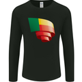 Curled Benin Flag Beninese Day Football Mens Long Sleeve T-Shirt Black