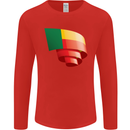 Curled Benin Flag Beninese Day Football Mens Long Sleeve T-Shirt Red