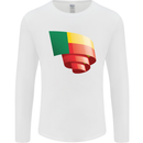 Curled Benin Flag Beninese Day Football Mens Long Sleeve T-Shirt White