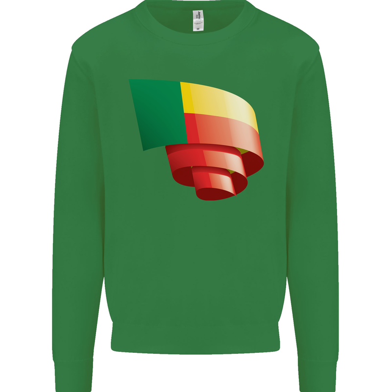 Curled Benin Flag Beninese Day Football Mens Sweatshirt Jumper Irish Green