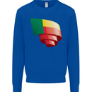 Curled Benin Flag Beninese Day Football Mens Sweatshirt Jumper Royal Blue
