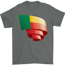 Curled Benin Flag Beninese Day Football Mens T-Shirt 100% Cotton Charcoal