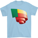 Curled Benin Flag Beninese Day Football Mens T-Shirt 100% Cotton Light Blue