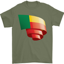 Curled Benin Flag Beninese Day Football Mens T-Shirt 100% Cotton Military Green