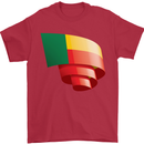 Curled Benin Flag Beninese Day Football Mens T-Shirt 100% Cotton Red